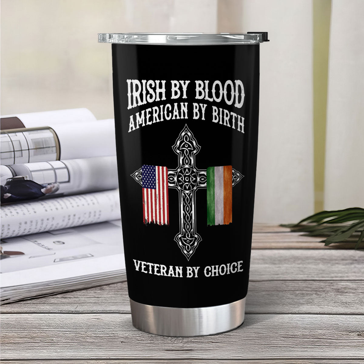 St. Patrick's Day Irish By Blood American By Birth Personalized Tumbler, Customize Title