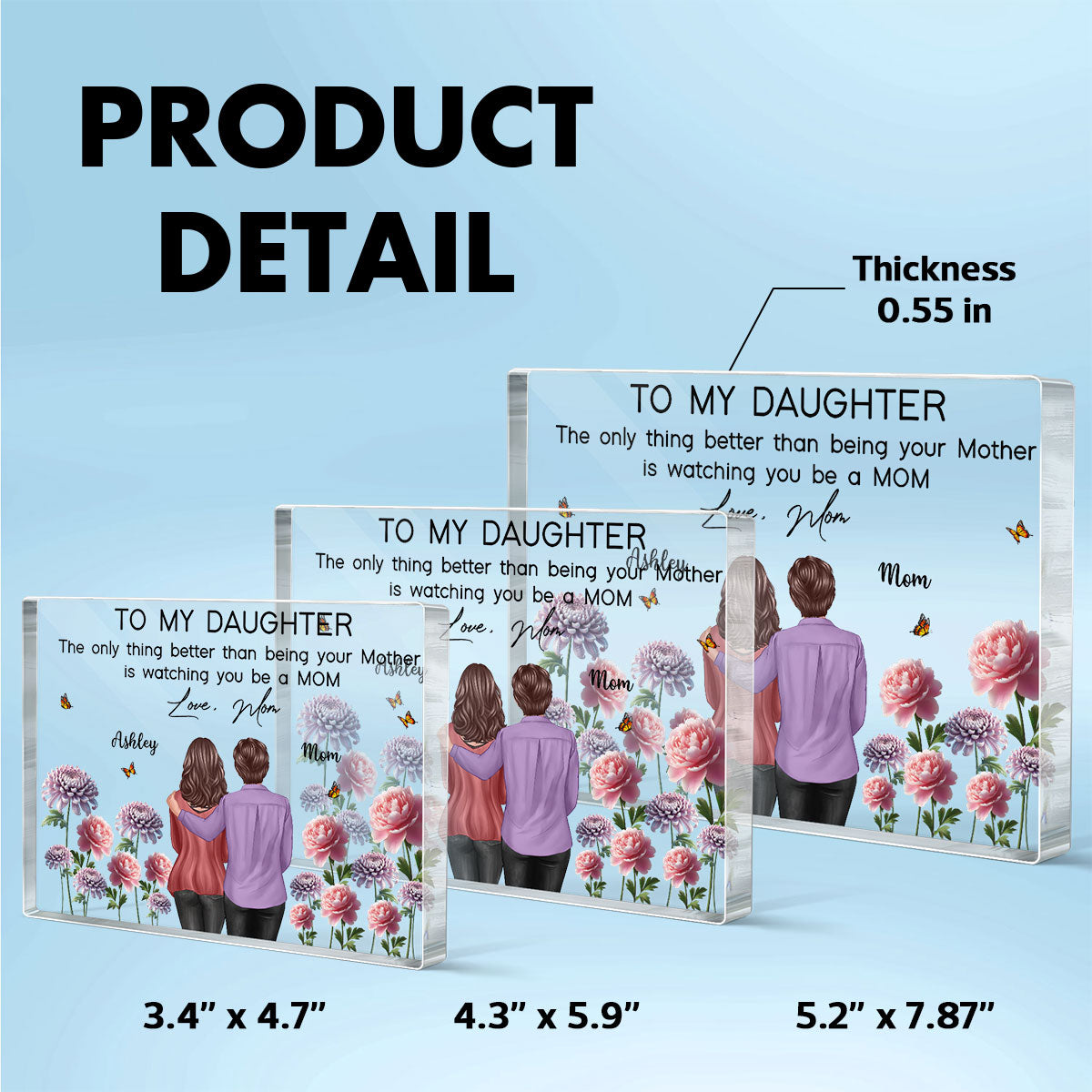 To My Daughter From Mom Happy Mother's Day Birth Flower - Personalized Acrylic Block Plaque - Heartfelt Gift For Daughter