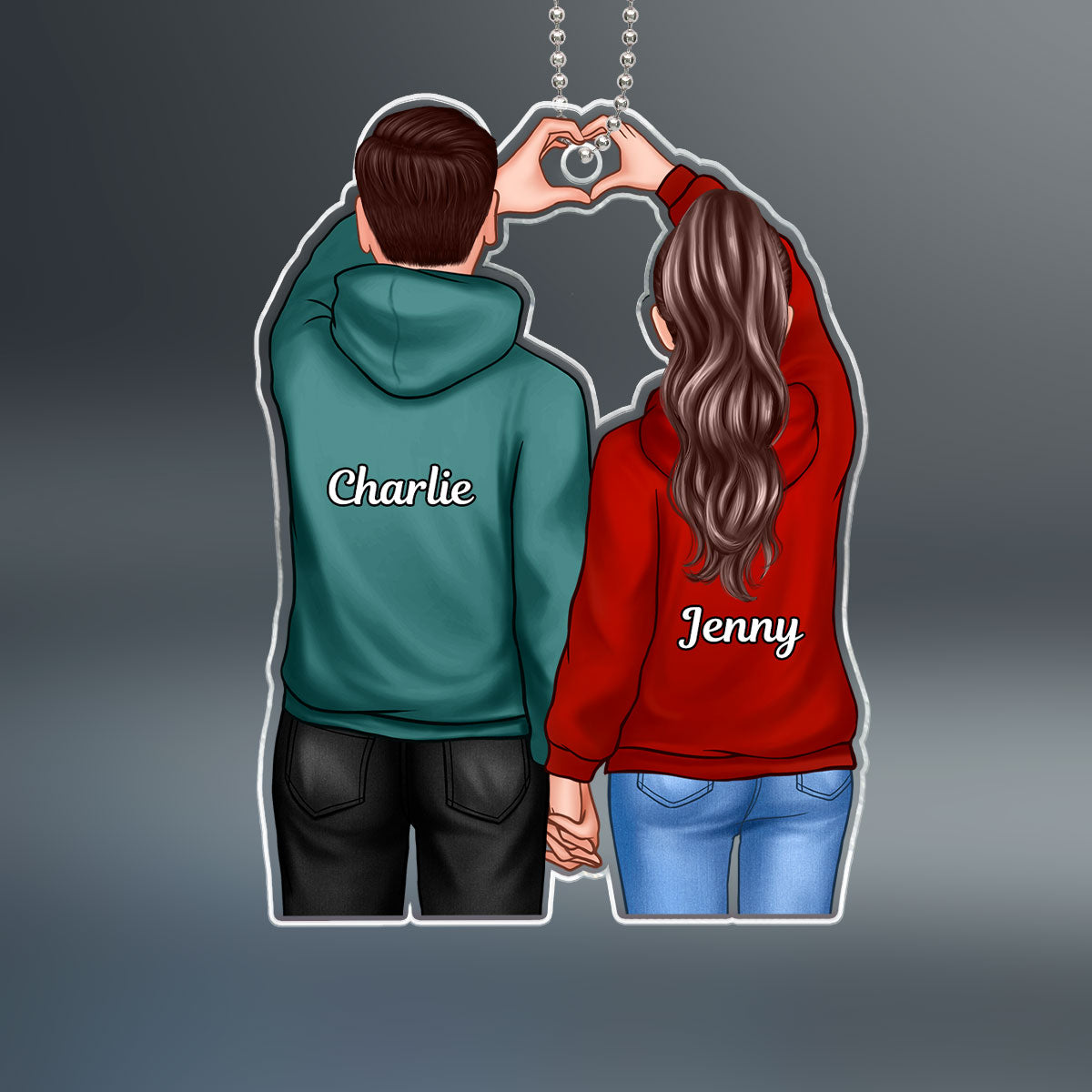 Couple Heart Hand Back View Personalized Acrylic Ornament
