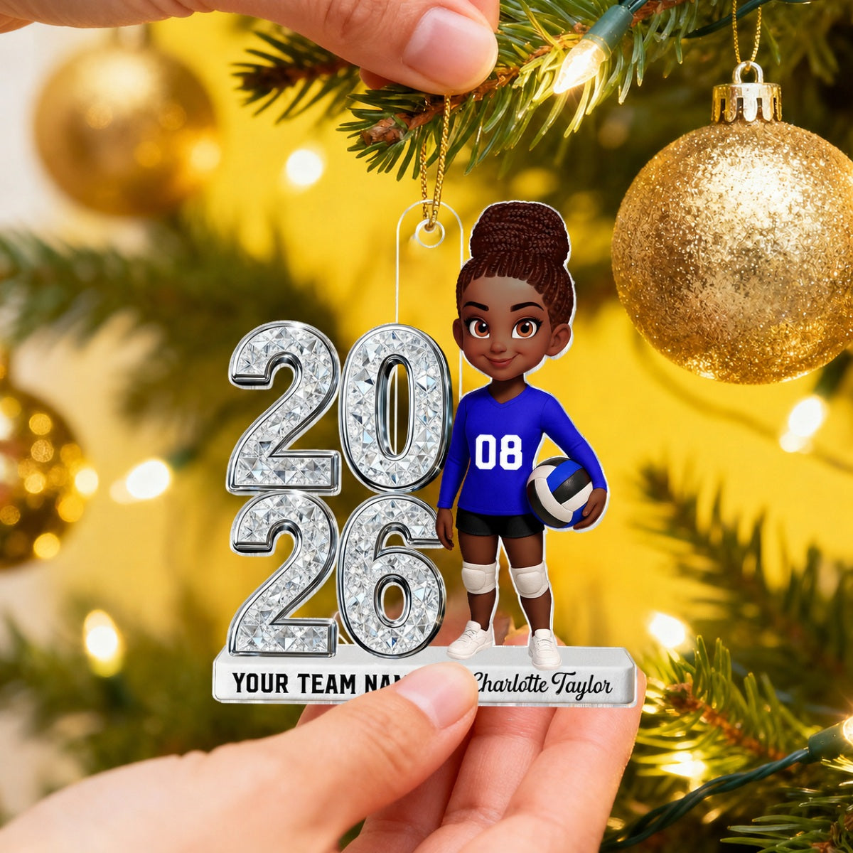 3D Shiny Effect Sport Player With Year - Personalized Acrylic Ornament - Gift For Daughter, Granddaughter, Son, Grandson