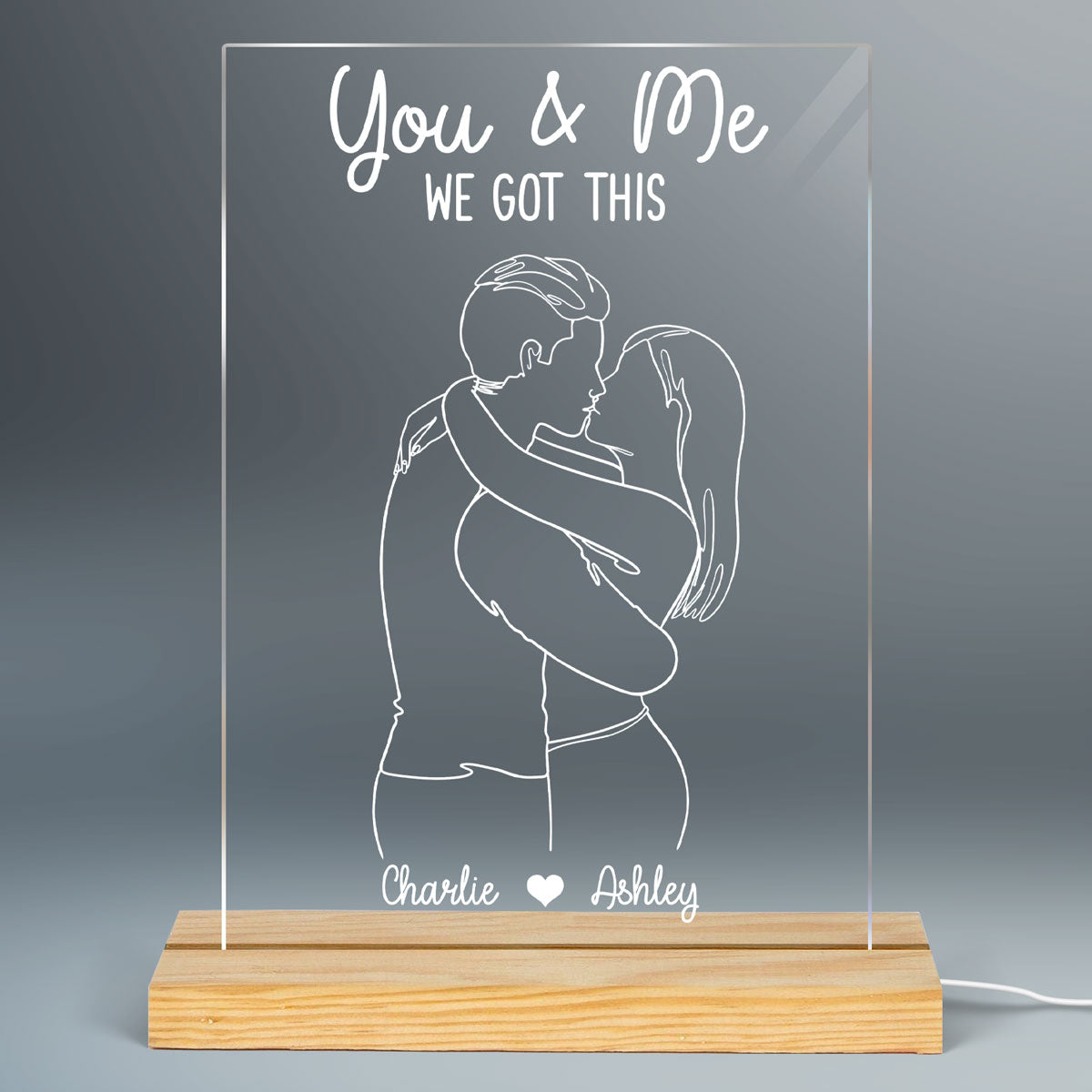 Couple Outline Together Since Personalized Plaque LED Night Light, Acrylic LED Lamp, Valentine‘s Day Gift For Him, For Her