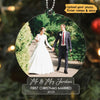 First Christmas Couple Married Engaged Photo Personalized Acrylic Ornament