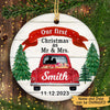 Our First Christmas Couple Personalized Circle Ornament