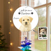 Custom Watercolor Portraits Using Pet Photo Look For Me In Rainbows - Personalized Crystal Suncatcher With Charm - Pet Memorial Ornament