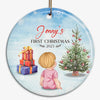 Baby‘s First Christmas Baby Shower Gift Personalized Decorative Circle Ornament