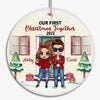 Doll Couple Standing First Christmas Personalized Circle Ornament