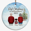First Christmas As Grandparents Personalized Circle Ornament