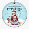 Mom & Baby First Christmas Pastel Personalized Circle Ornament