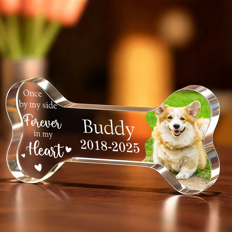 Once By My Side Forever In My Heart - Personalized Acrylic Block Plaque - Heartfelt Pet Memorial Keepsake