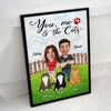 Couple And The Cats Funny Custom Face Photo Personalized Poster