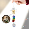 Custom Watercolor Portraits Using Pet Photo Look For Me In Rainbows - Personalized Crystal Suncatcher With Charm - Pet Memorial Ornament