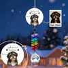 Custom Watercolor Portraits Using Pet Photo Look For Me In Rainbows - Personalized Crystal Suncatcher With Charm - Pet Memorial Ornament