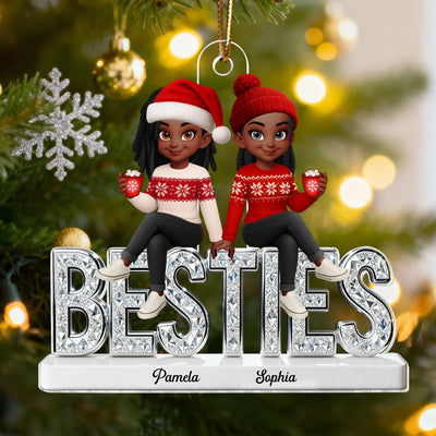 3D Shinning Effect Besties Forever Together Christmas - Personalized Acrylic Ornament - Gift For Best Friends