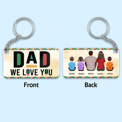 Best Dad Ever Colorful Pattern Back View Man Kids Dog Cat Personalized Acrylic Keychain