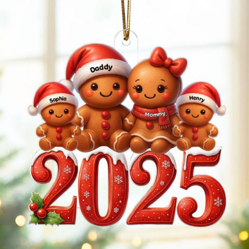 Family Gingergread 2025 Togetherness - Personalized Acrylic Ornament - Christmas Gift for Husband, Wife, Christmas Decor