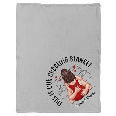 Couple Snuggle Cuddling Personalized Fleece Blanket
