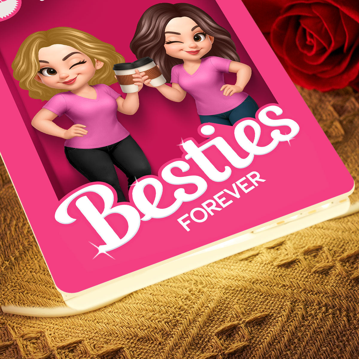 Besties Partners In Crime Pink Action Figure 3D Effect Personalized Light Box