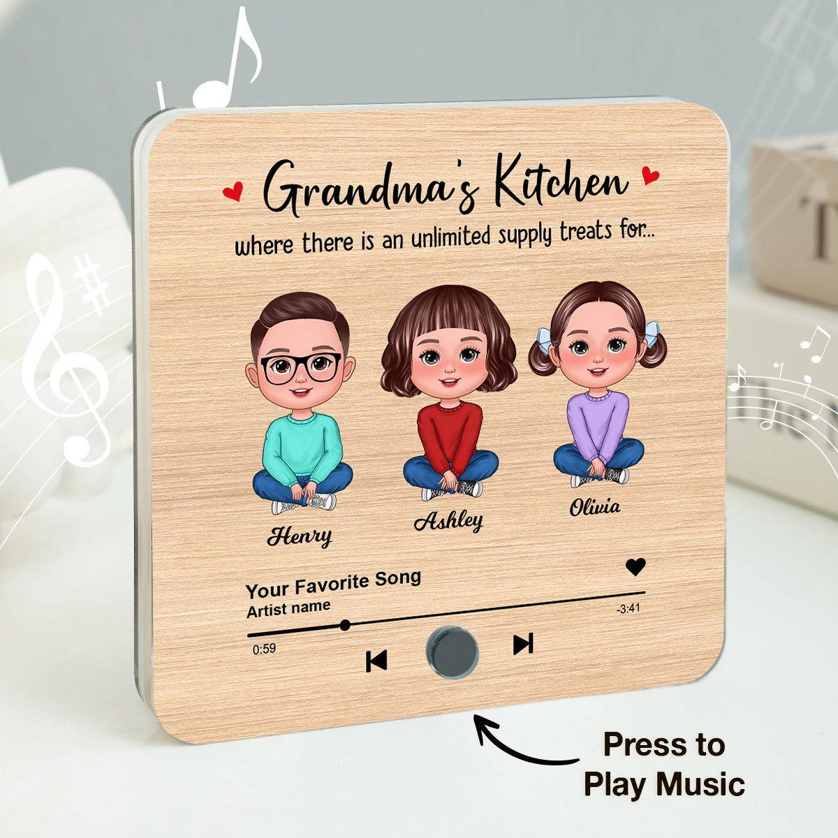 Grandma's Kitchen Where There Is An Unlimited Supply Treats for Grandkids, Personalized Music Fridge Magnet, Heartfelt Gift, Birthday Gift for Grandma