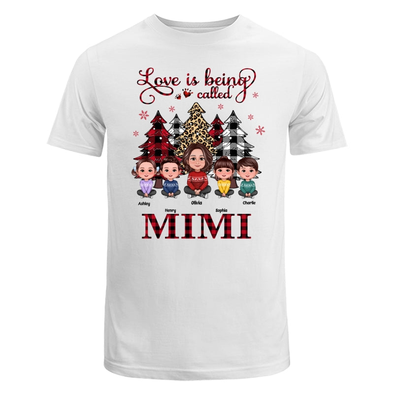 Leopard Checkered Pattern Christmas Tree Doll Grandma Grandkids Sitting Crossed Legs Personalized Shirt