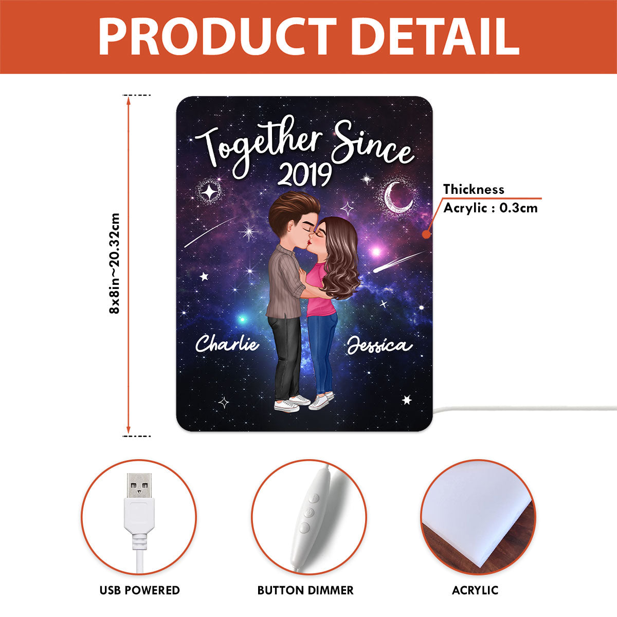 Doll Couple Kissing In Galaxy Night Personalized Light Box