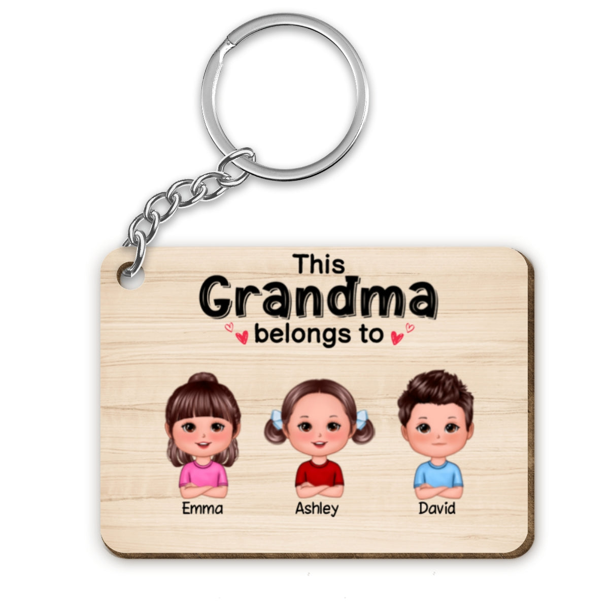This Grandma Grandpa Dad Mom Belongs To Doll Kids Personalized Wooden Keychain