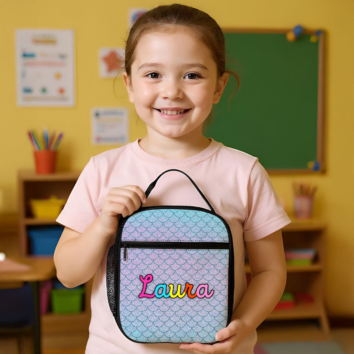 Personalized Insulated Kid Lunch Bag, Custom Kid Name Back to School Meal Tote Kit for Girls, Boys