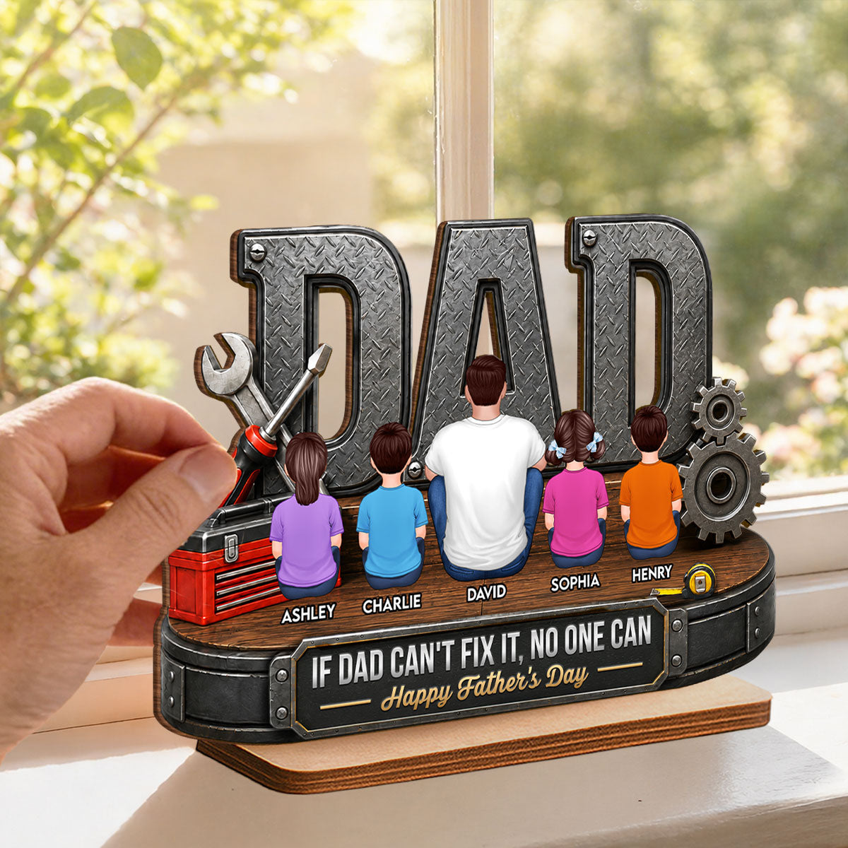 If Dad Can't Fix It No One Can - Personalized 2-Layered Wooden Plaque - Father's Day Gift For Dad, Husband, DIY Dad, Handyman