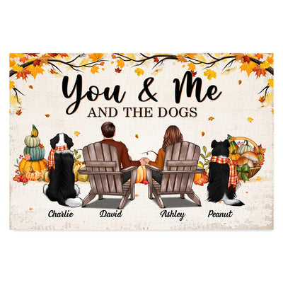 Fall Season You & Me And The Dogs Couple Sitting Personalized Poster