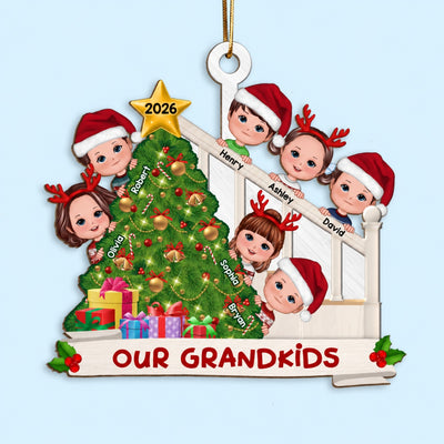 Christmas Tree And Stair Doll Grandkids Gift For Grandma Grandpa Grandparents Personalized Wooden Ornament