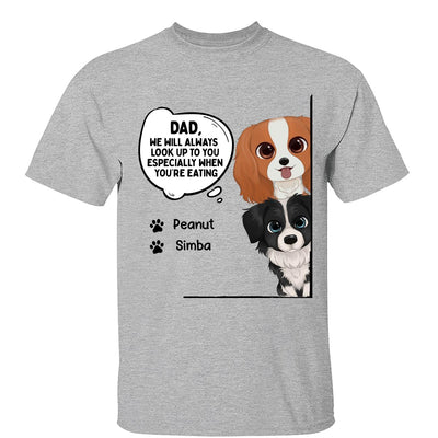 Dog Dad Mom We’ll Always Look Up To You Watercolor Cute Dogs Peeking Personalized Shirt