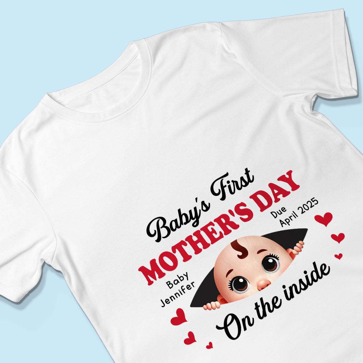 Baby First Mother's Day On The Inside Personalized Shirt, Custom Pregnancy Reveal Shirt, Gift For Expecting Moms