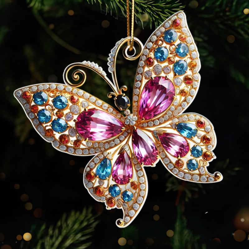Butterfly 3D Effect Christmas Acrylic Ornaments, Decorations Gifts for Women Girls Mom Sisters