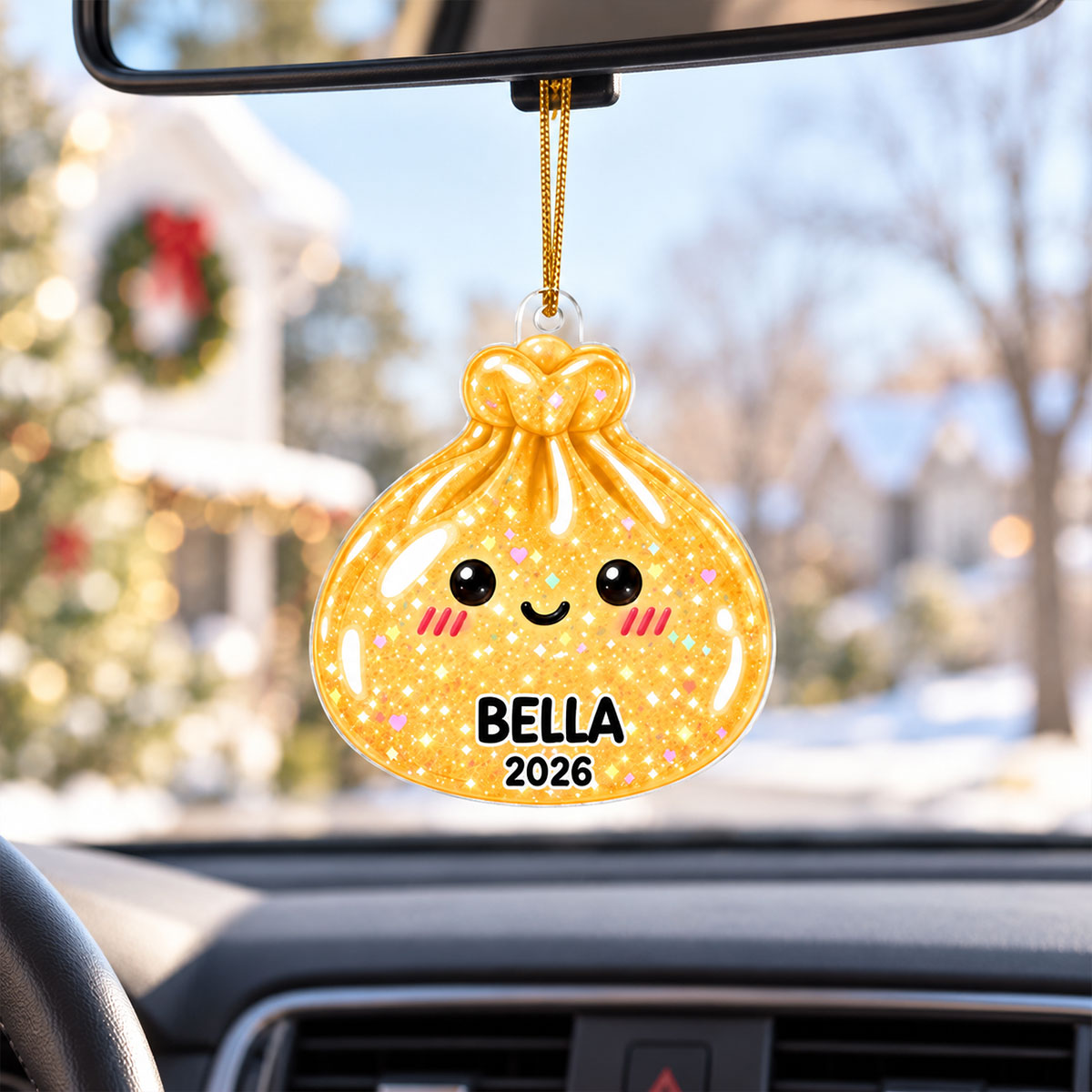 Super Cute Funny Dumpling Dim Sum Custom Name - Personalized Acrylic Ornament - Christmas Gift, Keepsake For Kids, Teenagers