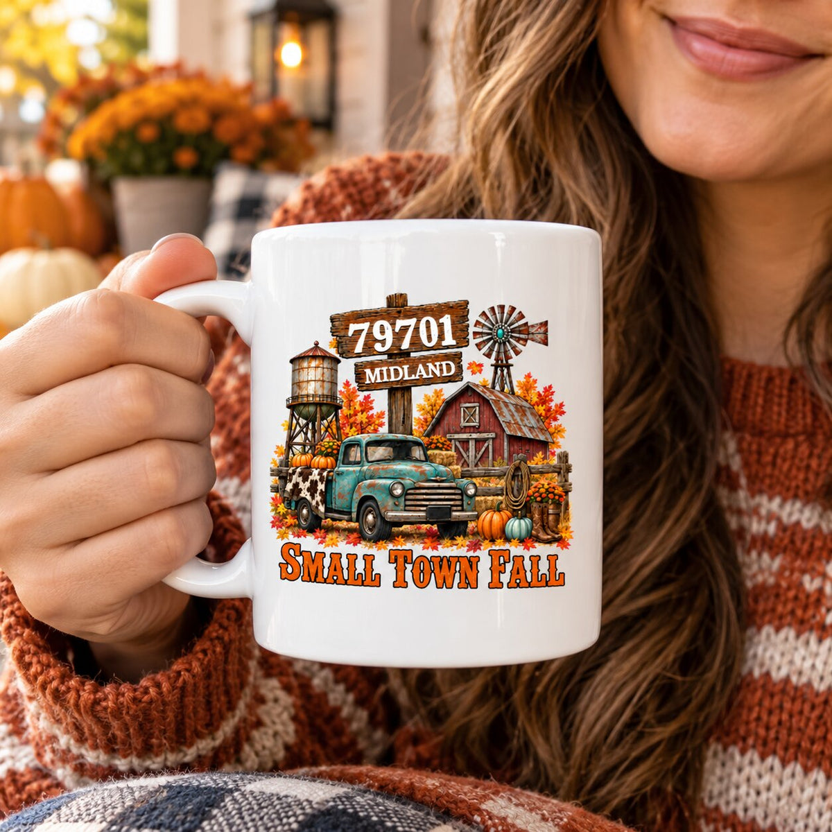 Small Town Fall Western Zip Code - Personalized Mug