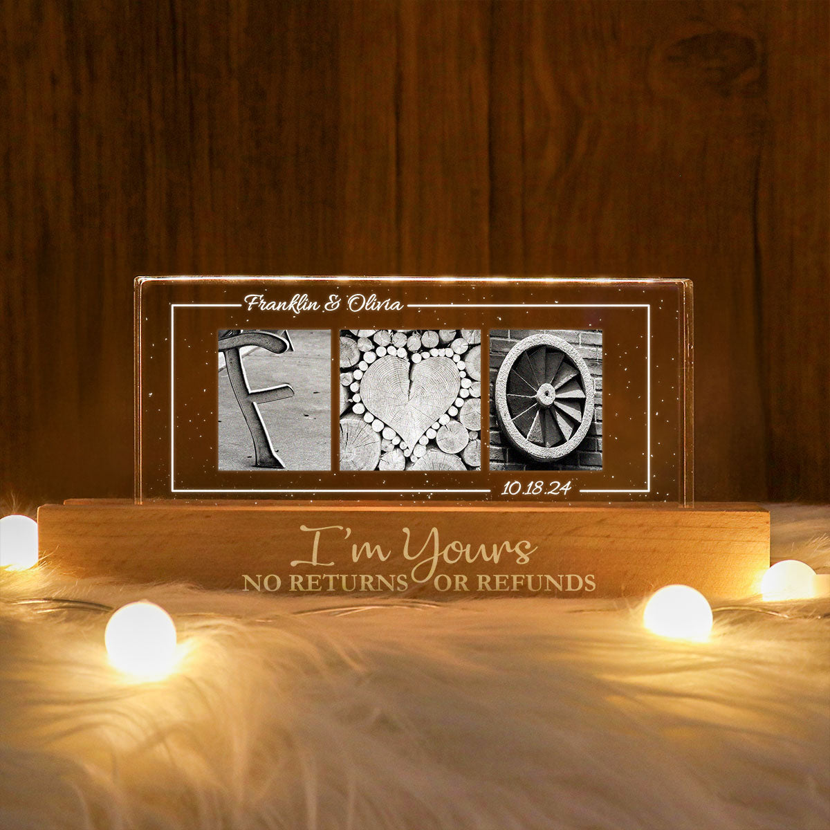 Couple Initials Alphabet Photography Art Anniversary Gift Personalized Acrylic Block LED Night Light, Heartfelt 2025  Gift, Anniversary Gift For Girlfriend, For Wife