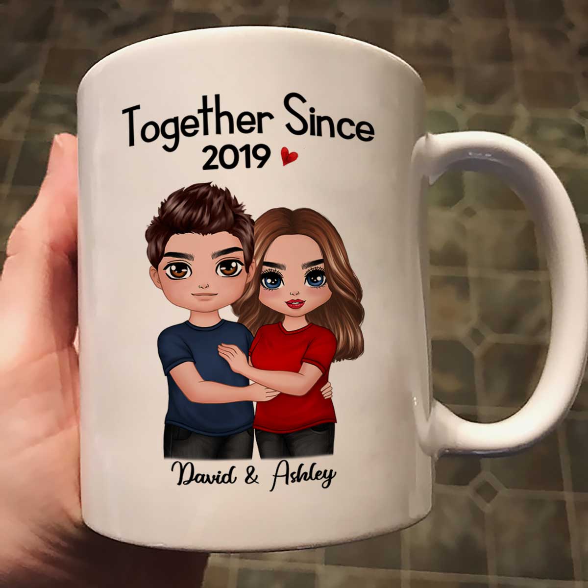 Standing Embracing Doll Couple Valentine‘s Anniversary Gift For Him Gift For Her Personalized Mug