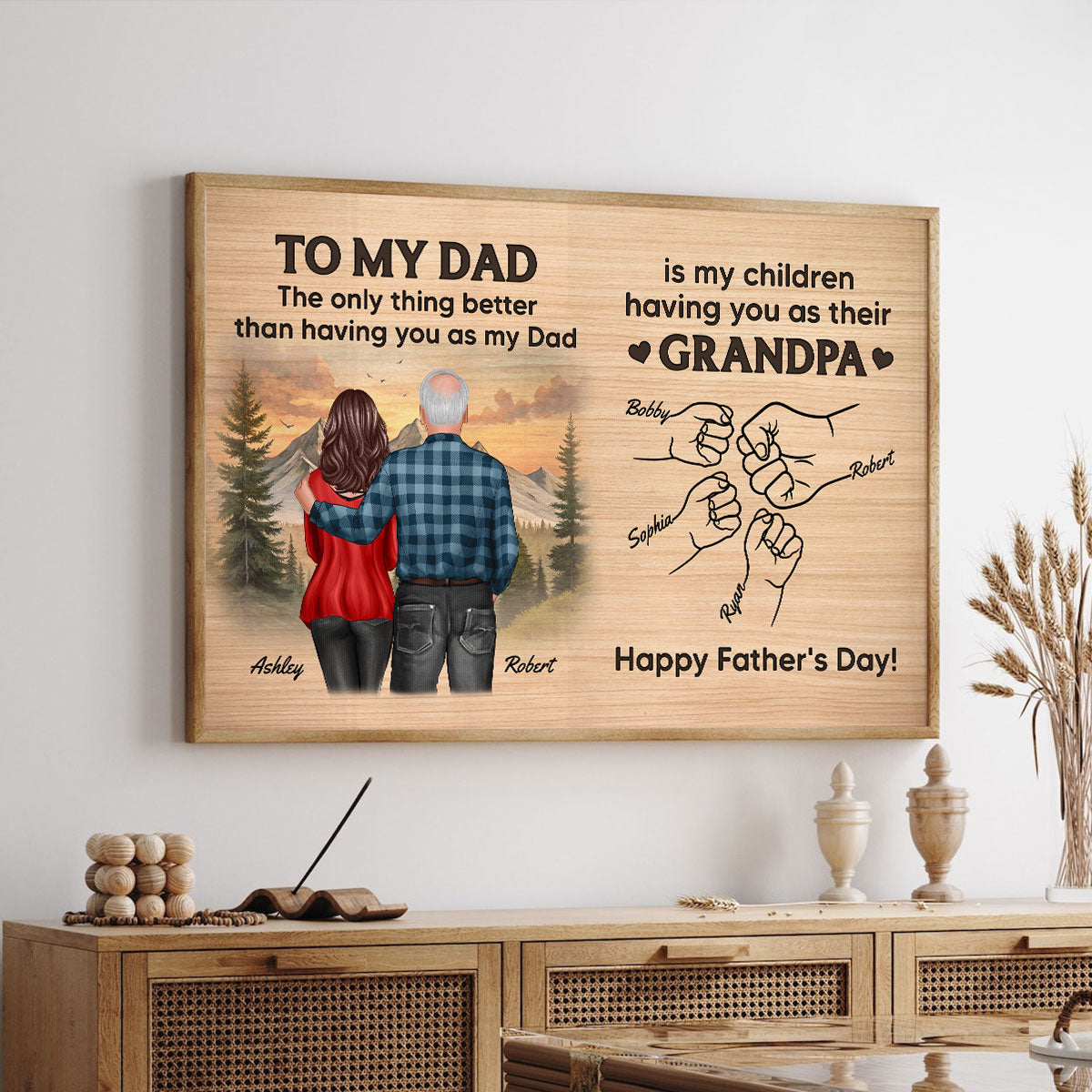 To Dad My Children Having You As Their Grandpa Fist Bumps Personalized Poster, Gift For Dad