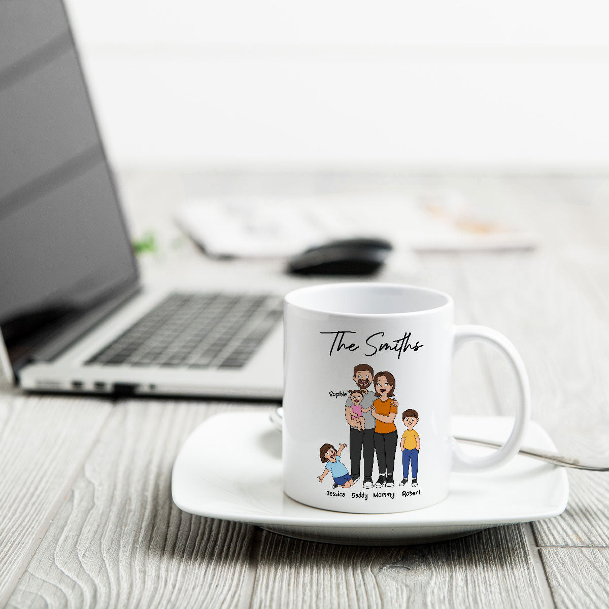 Funny Family Style Dad Mom And Kids Personalized Mug