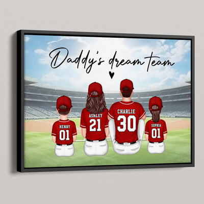 Daddy's Team Baseball Family Sitting - Personalized Poster - Gift For Dad, Gift For Husband, Gift For Grandpa