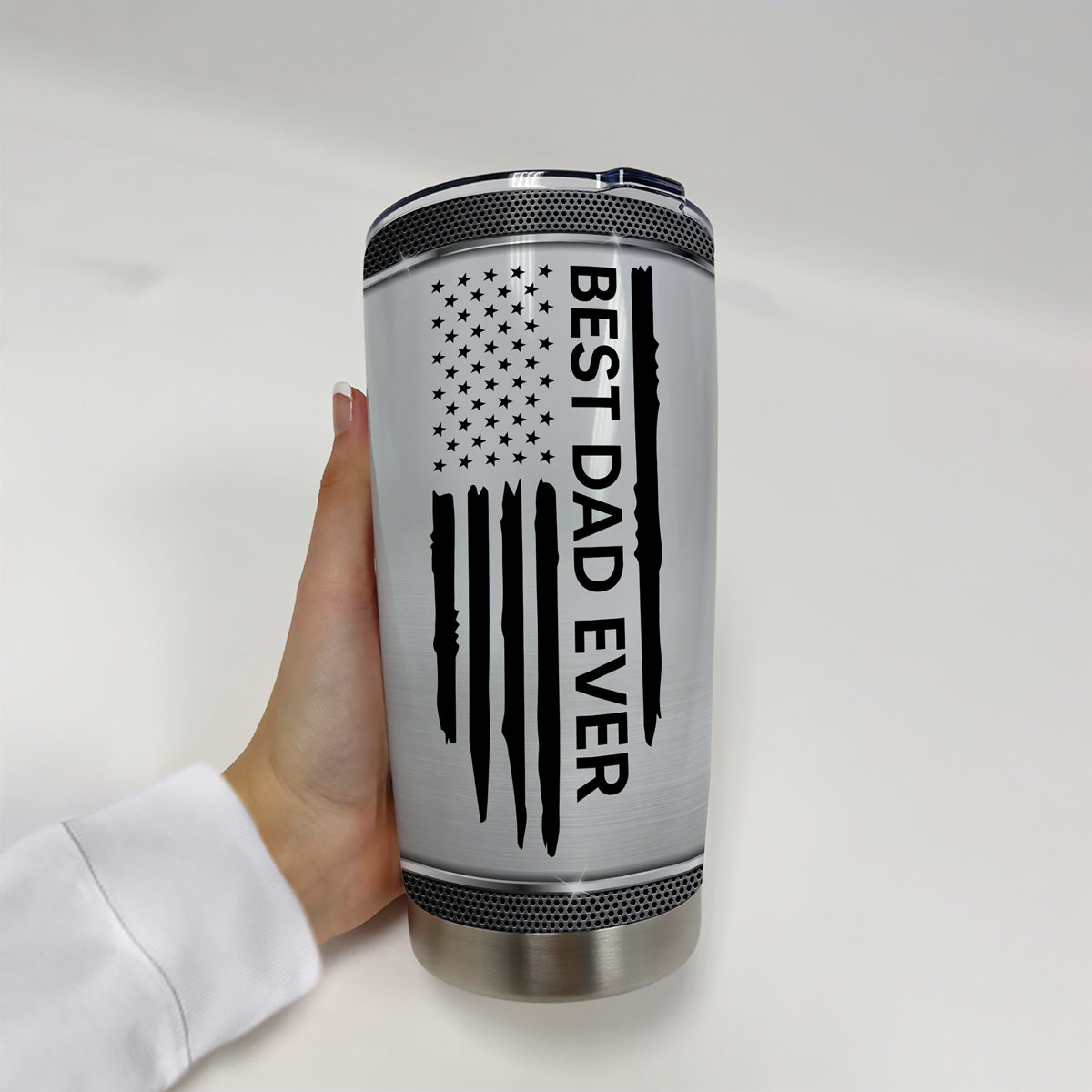 Best Dad Grandpa Papa Ever Nation Flag Fist Bumps Outline Personalized Tumbler