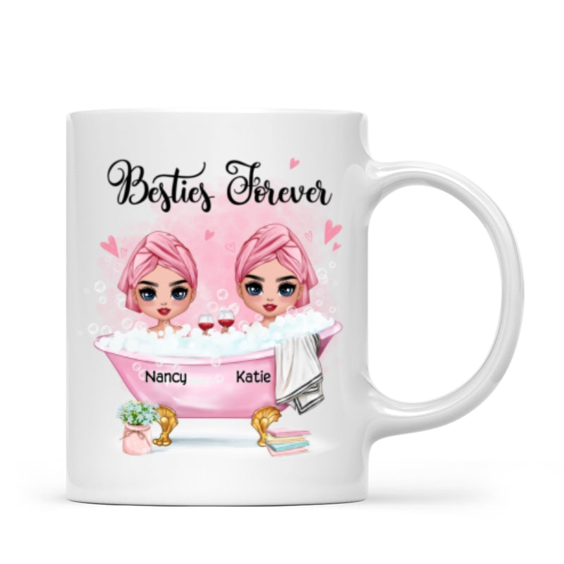 Doll Besties Sisters In The Bathtub Personalized Mug