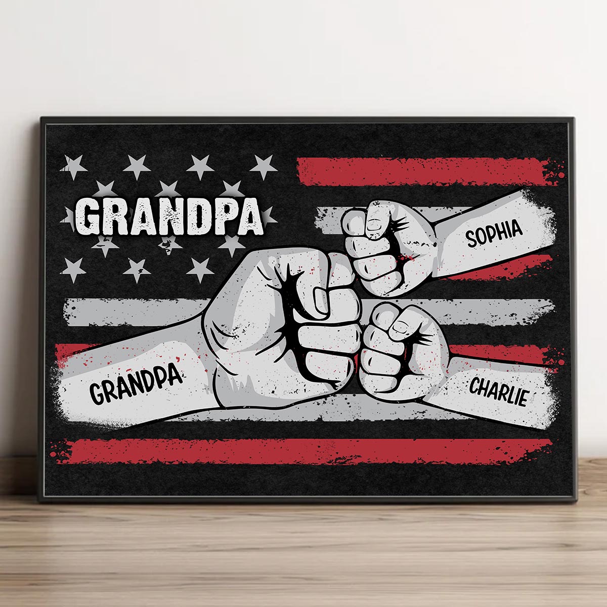 Dad Grandpa Fist Bump Nation Flag Personalized Poster, Father's Day Gift For Dad, For Grandpa, For Husband