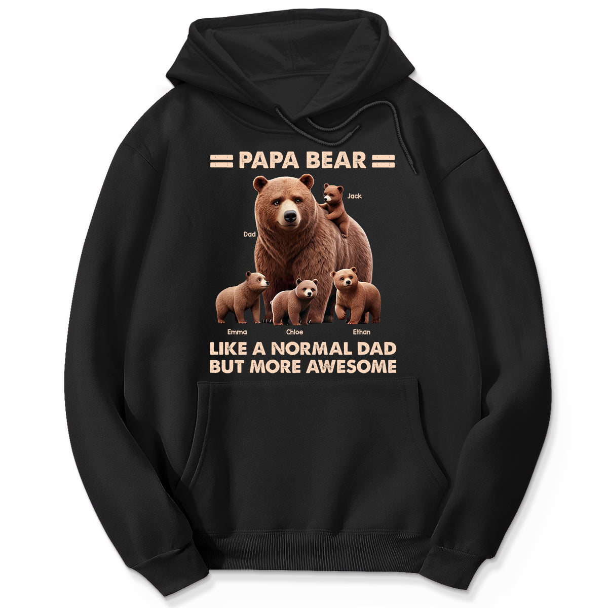 Papa Bear And Kids 3D Effect Personalized Shirt, Father's Day gift for Dads, for Grandpas