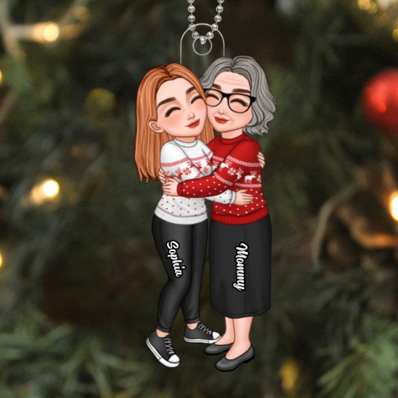 Mom & Daughter Son Hugging Christmas Gift For Kids Children Personalized Acrylic Ornament