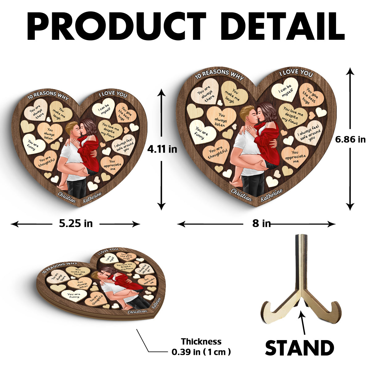 Couple Kissing Passionate In Heart Reasons Why I Love You,  Gift For Him, For Her