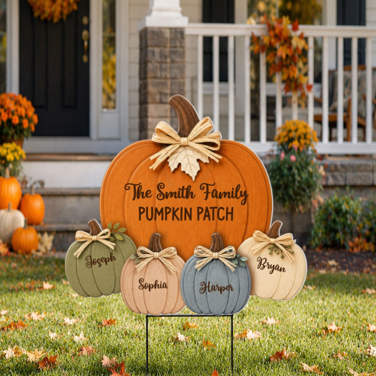 Cozy Rustic Fall Vibe Family Pumpkin Patch - Personalized Yard Sign - Fall Decor For Family
