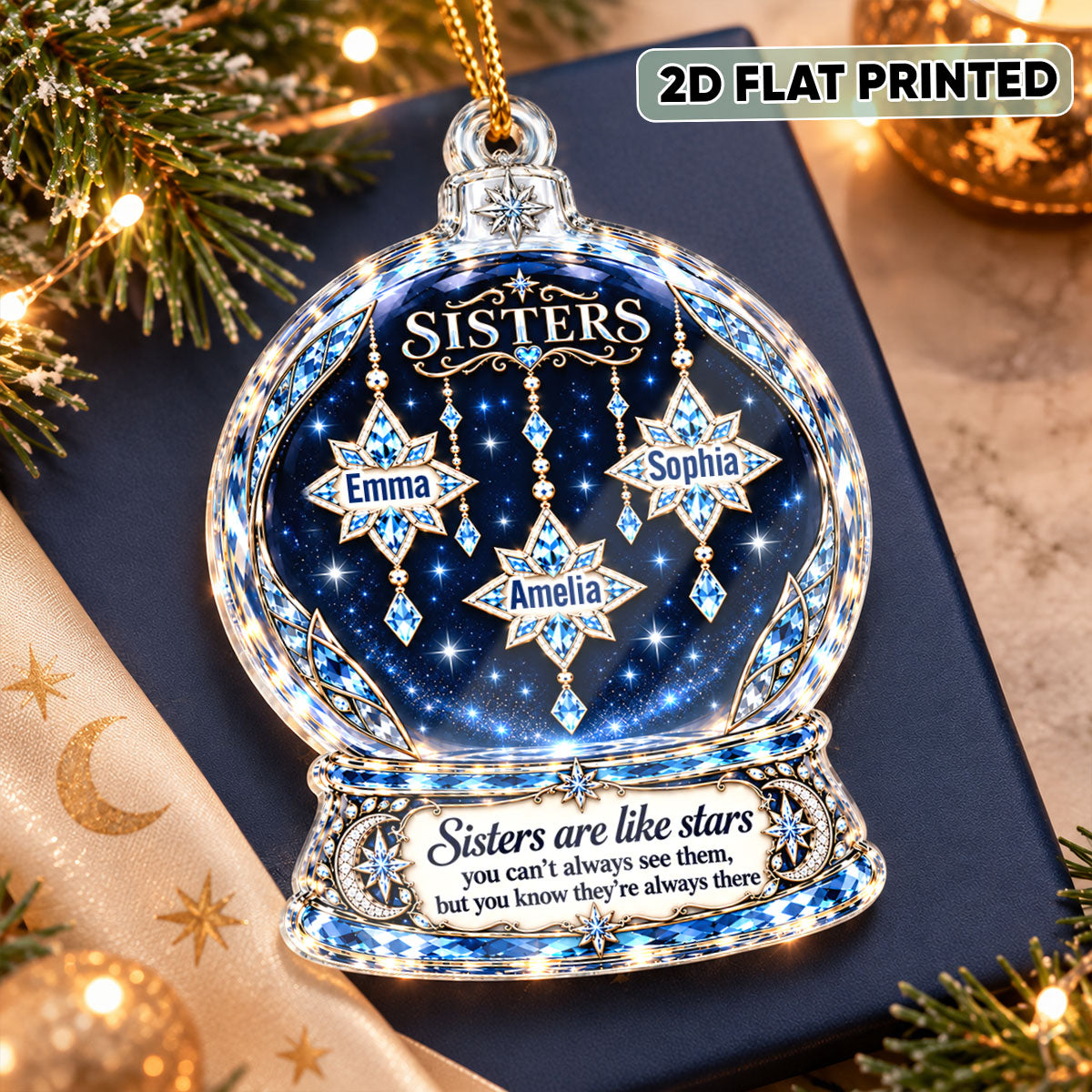 Sisters Are Like Stars - Personalized Acrylic Ornament - Heartfelt Christmas Gift for Sisters