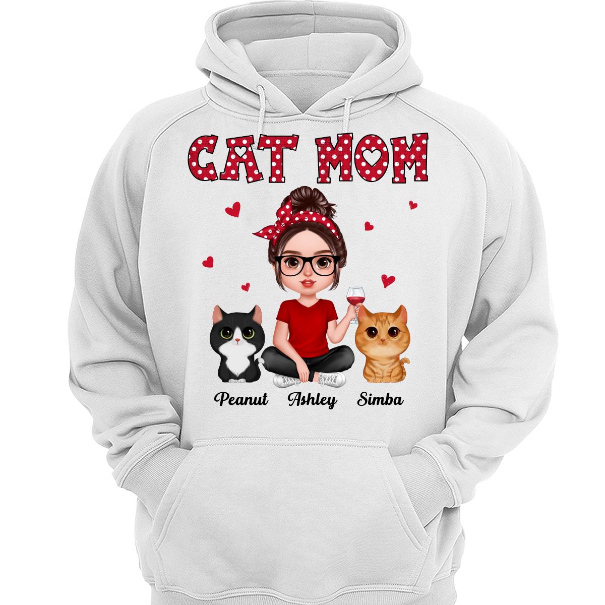Polka Dot Pattern Realistic Doll Cat Mom Personalized Shirt