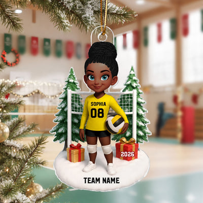 3D Effect Christmas Volleyball Player - Personalized Acrylic Ornament - Gift For Volleyball Lovers, School Volleyball Team