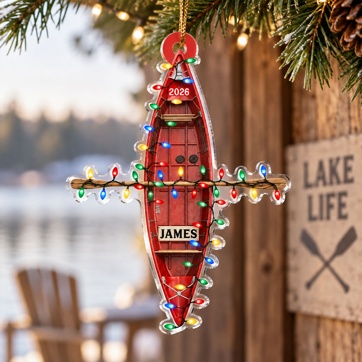 Custom Name Boat - Personalized Acrylic Ornament, Christmas Tree Hanging Decor, 2D Flat Ornament, Sailing Boat